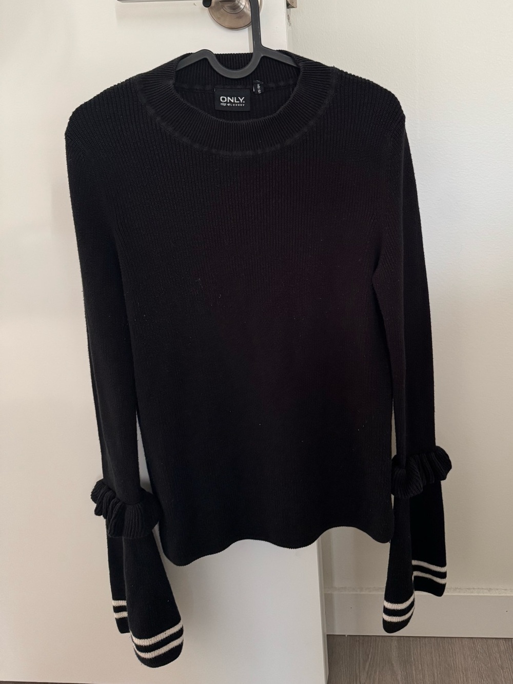 ONLY Black Ruffle Cuff Knit Sweater